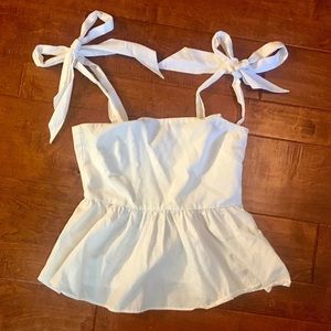 White Peplum Tank Top